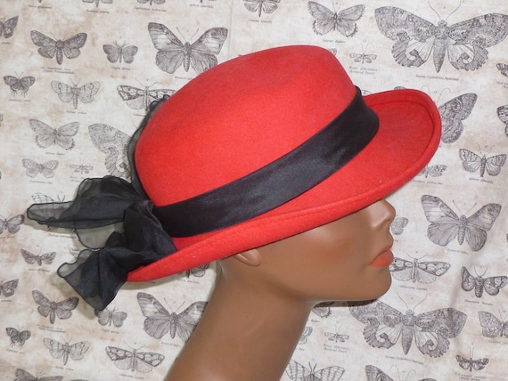 Vintage Stylish Red Felt Hat s-l400.jpg main image 3