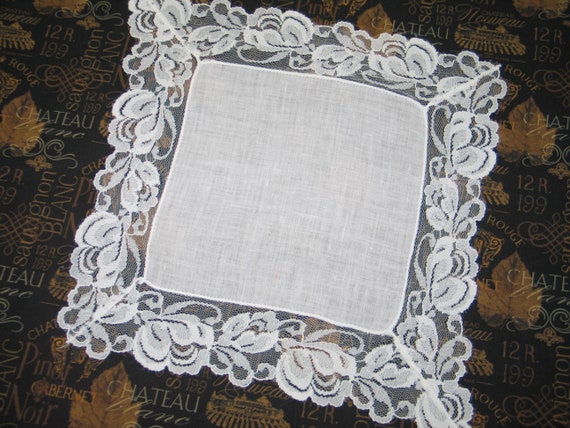 Vintage Antique Net Lace Handkerchief Hanky~Weddi… - image 2