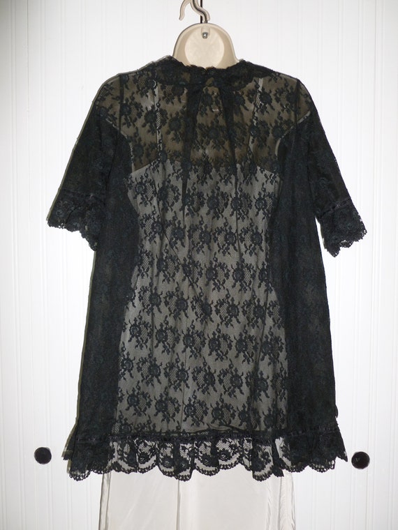 Sexy Lace Robe by RADCLIFFE Vintage 1960s Black S… - image 4