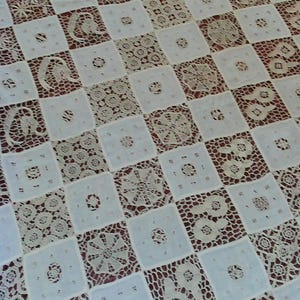 Point de Venice Tablecloth with 12 Napkins Venise Lace-Antique Vintage 120 x 61 Extravagant Italian Lace Tablecloth-Needlelace