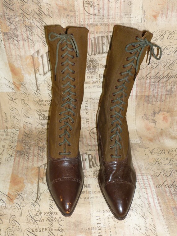 Antique Boots Victorian Edwardian Womans Brown Tu… - image 5