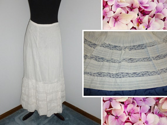 Gorgeous Antique Petticoat Skirt Valenciennes Lac… - image 1