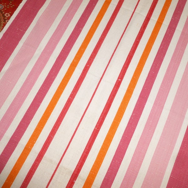 Vintage Kitchen Towel Pink White Stripe Hand Towel~Splasher