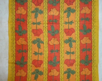 Vintage Vera Neumann Kitchen Towel, flowers foliage Linen Kitchen Hand Towel~Splasher-Artist Signed Designer VERA