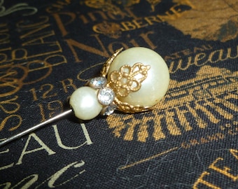 Antike Hutnadel Viktorianische Strass Faux Perle Hutnadel-Kristall Paste Hutnadel Vintage Schmuck