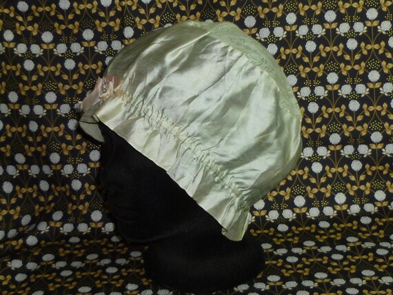 Antique Boudoir Night Cap Silk Vintage Edwardian … - image 8