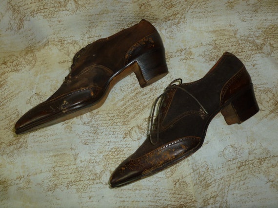 Antique Edwardian Oxford Shoes 1900s-Womans Brown… - image 6