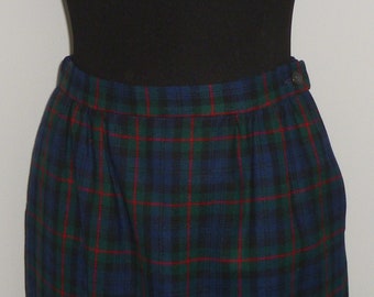 Vintage Pendleton Skirt ARGYLE Clan Red Black Tartan Plaid Wool Made in USA - Size 6