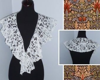 Extra Large STUNNING Antique Lace Collar Dress Front Shawl Vintage Tape Lace Handmade