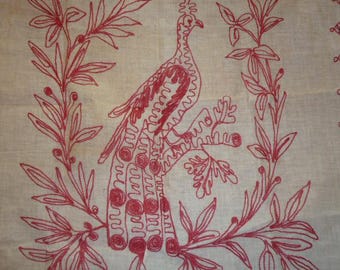 Antique Red Work Pillow Shams..good Morning, Good Night Pair