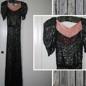 Zarte Antike Französische Spitze Flapper Kleid-Empfindliche Seide Bestickte Französische Chantilly Spitze