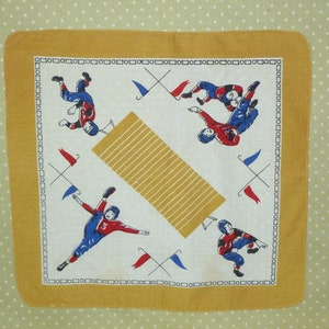 Vintage FOOTBALL Hankie Hanky~Handkerchief -Mid CENTURY 1940s 1950s~Retro