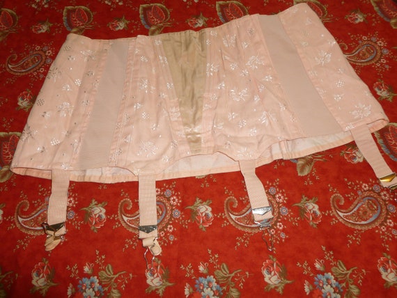 Antique Corset Girdle XL Cotton Brocade "TRIUMPH"… - image 1