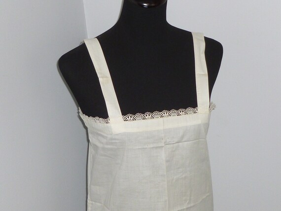NOS Vintage Slip-Night Gown Chemise HM Cotton 1940s-1950s Bobbin Lace Trim
