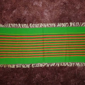 Vintage Serape Mexican Hand-Woven Wool Saltillo Serape Runner Cloth Saddle Blanket 14.5&quot; by 32&quot;