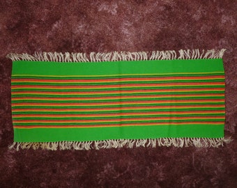 Vintage Serape Meksykański ręcznie tkany wełniany koc Saltillo Serape Runner Cloth Saddle 14,5" x 32"