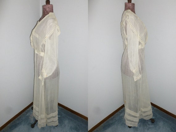 Antique Edwardian Wrap Dress Handmade Bobbin Lace… - image 10