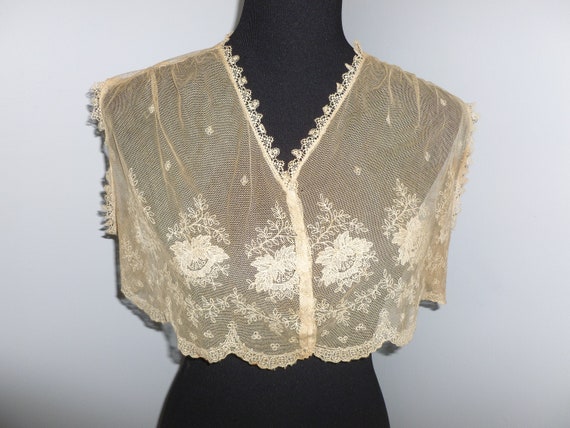 アンティークレース　　扇　リネン　ベルギー アンティークレース扇リネンベルギー