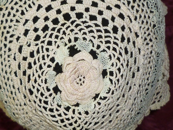 Antique Baby Doll Bonnet Handmade Irish Crochet B… - image 7