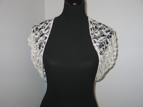 Antique Lace Collar Capelet Jacket Flower Lace Mo… - image 1