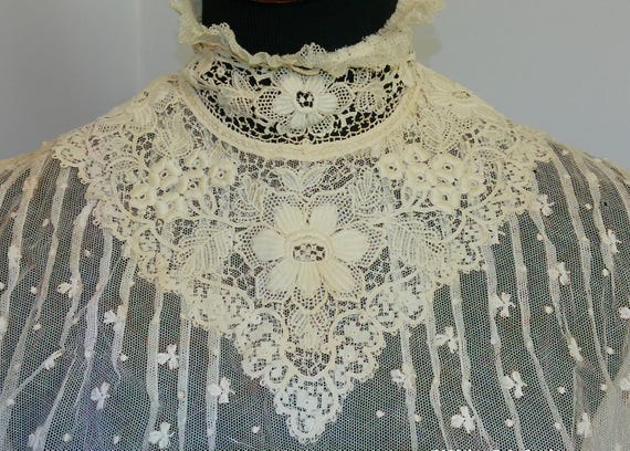 けい 1900s Fluffy Trim Maltese Lace Collar(Women's Lace