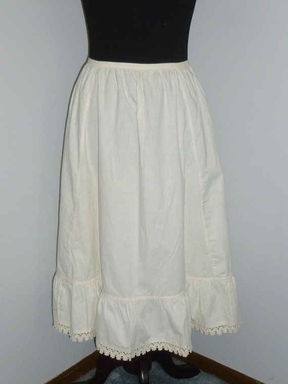 Antique Petticoat Skirt Hand Made Crochet Lace Vi… - image 3