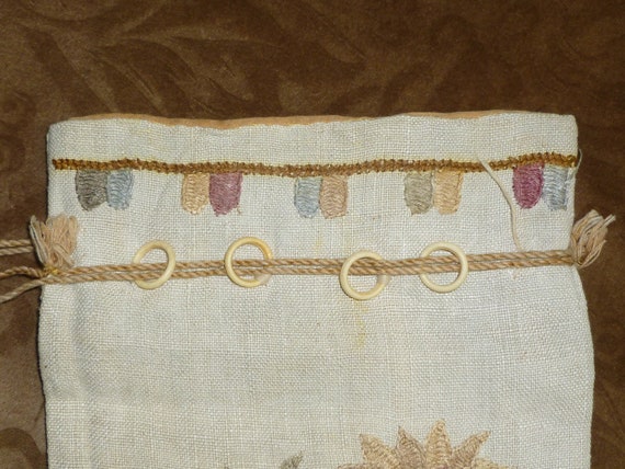 ANTIQUE Victorian Purse Edwardian Linen Jacobean … - image 8