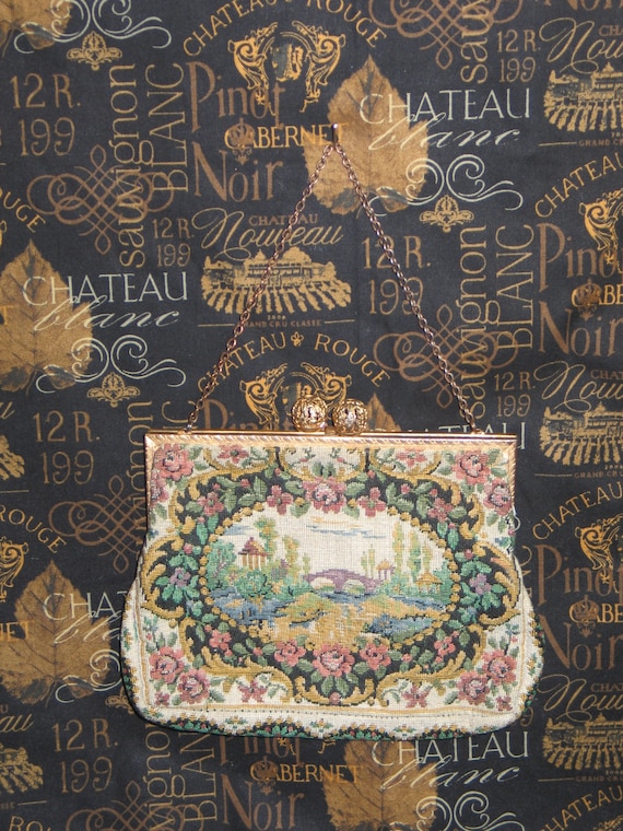 Antique Vintage Tapestry Purse from Romania- Coun… - image 1