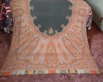 Antique 1800's Kashmir PAISLEY Shawl English KIRKING Shawl -138