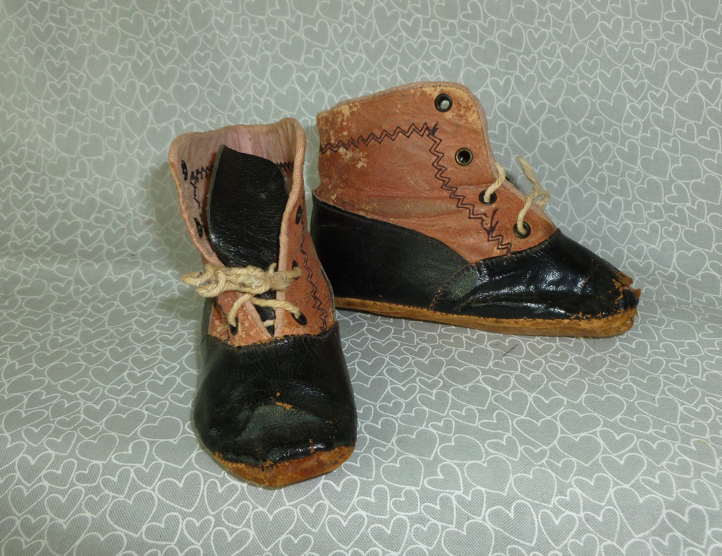 1910s Antique Childrens Button Boots Ivory Leather /Canvas Lining Vintage Labeled 5.5 Very RARE! Zapatos Zapatos para niña Botas 
