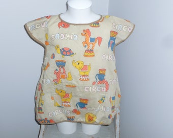 Vintage Pinafore Apron Childrens Kids Apron Circus Animals Cotton