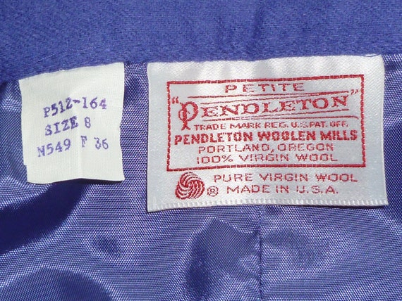 Vintage Pendleton Skirt Blue/Purple Wool Made in … - image 7