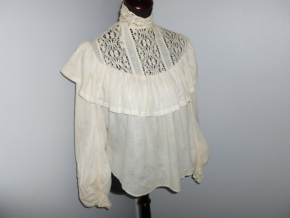 Antique Blouse Victorian Edwardian Delicate Bobbi… - image 1