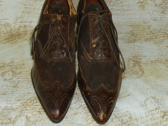 Antique Edwardian Oxford Shoes 1900s-Womans Brown… - image 4