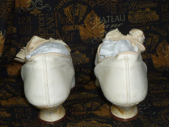 Antique Edwardian Wedding Shoes-French Silk Steel… - image 9