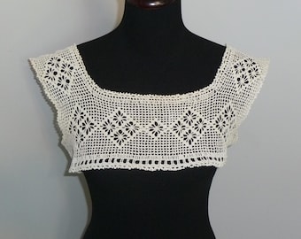 Camisola antigua, blusa, vestido, canesú, encaje de ganchillo, cubierta de corsé eduardiano, lencería victoriana, camisón, hecho a mano.