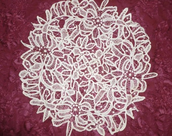 Antique Battenberg Lace Doily Linen Hand Embroidery Exquisite!!!