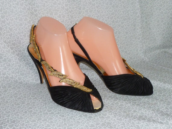 Exquisite Vintage MISS LOUISE High Heel Shoes-Rhi… - image 2