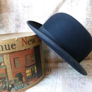 Vintage Black Wool Bowler Hat - Etsy display picture 1