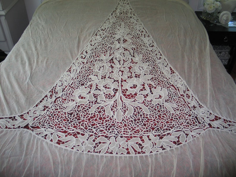 Antique Gros Point Lace 18th century Lace 19th Century Lace Antique Lace Panel Hand Made Lace Venetian Lace Hard To Find Unique