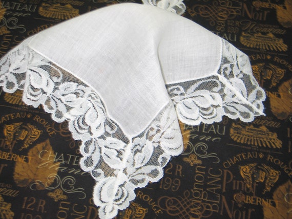 Vintage Antique Net Lace Handkerchief Hanky~Weddi… - image 1