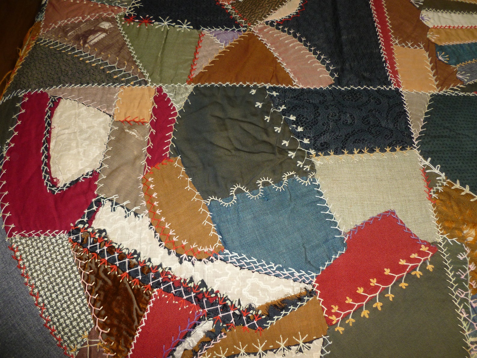 Antique c1902 Crazy Quilt Decorative Hand Stitched Hand Pieced Etsy