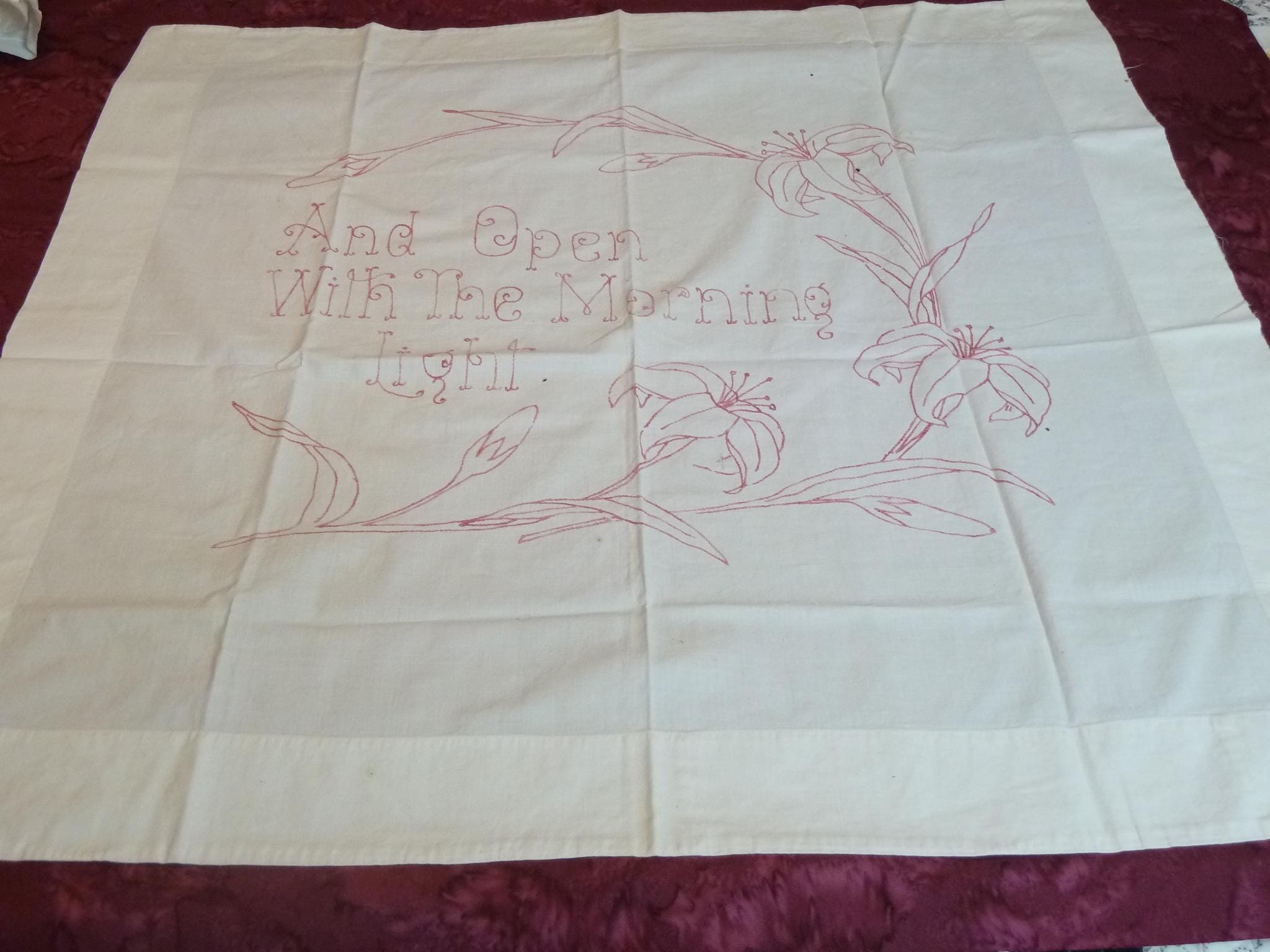 Victorian Layover Pillow Sham-embroidered Good Morning Antique