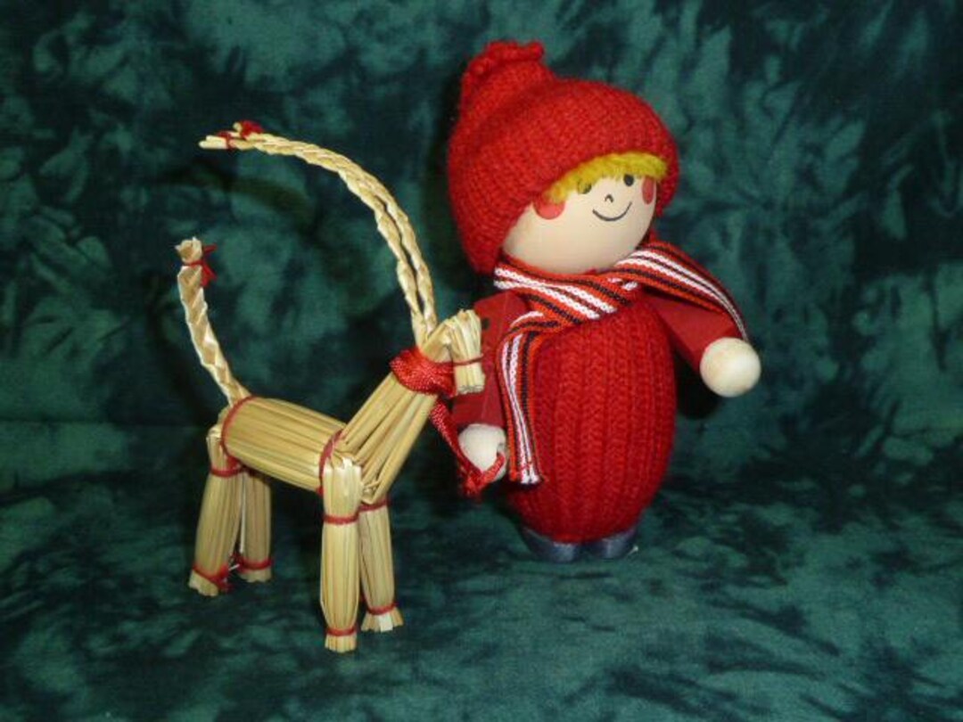 Cute Vintage Original BUTTICKI Sweden TOMTE Santa Elf Straw Goat ...