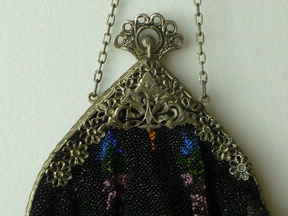 Antique Micro Beaded Purse c1900 Frame "American Spid… - Gem