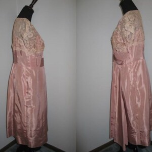 Vintage Dress 1940s 1950s-Shimmery Rose Pink Formal Party Cocktail DressMother of BrideBridesmaid DebutanteProm image 9