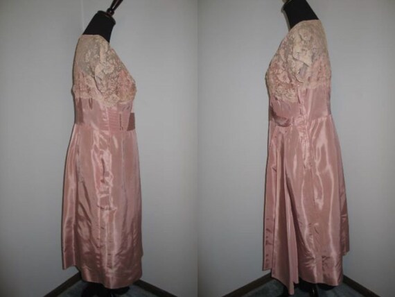 Vintage Dress 1940s 1950s-Shimmery Rose Pink Form… - image 9