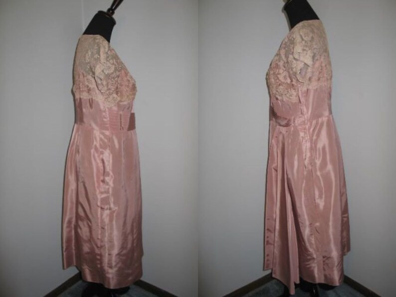 Vintage Dress 1940s 1950s-Shimmery Rose Pink Formal Party Cocktail DressMother of BrideBridesmaid DebutanteProm image 9