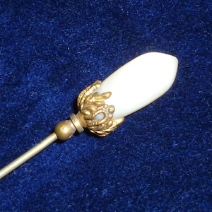Stunning Antique HAT PIN Victorian Mother of Pearl Hatpin Filligree