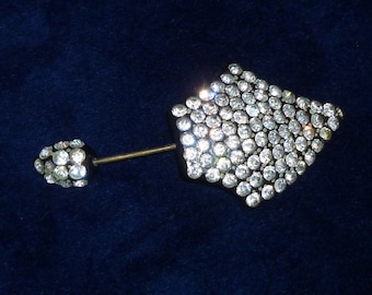 Antique Art Deco Rhinestone Scarf Hat Pin Brooch Faux Tortoise Bakelite Vintage Jewelry
